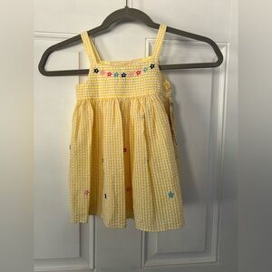 Charming Yellow Gingham Kids Dress with Star Details
